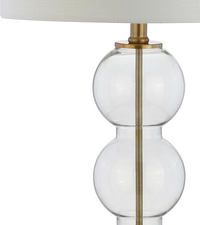 Juego de 2 Lámparas de Mesa de Noche 27" Vidrio y Latón Pantalla Blanca miniatura 6