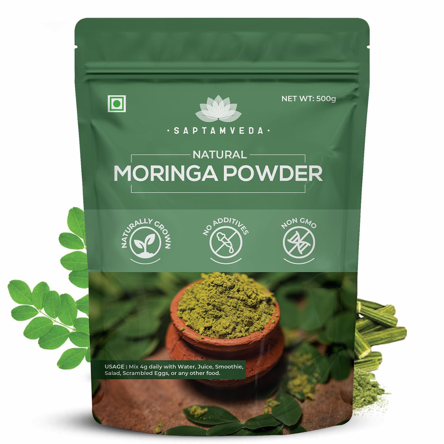 100% Moringa Powder 500 Gm | Immunity Booster | Drumstick Leaf Powder | Natural Multi-vitamin | Anti-Oxidant | Good for Hair & Skin | Protein Rich