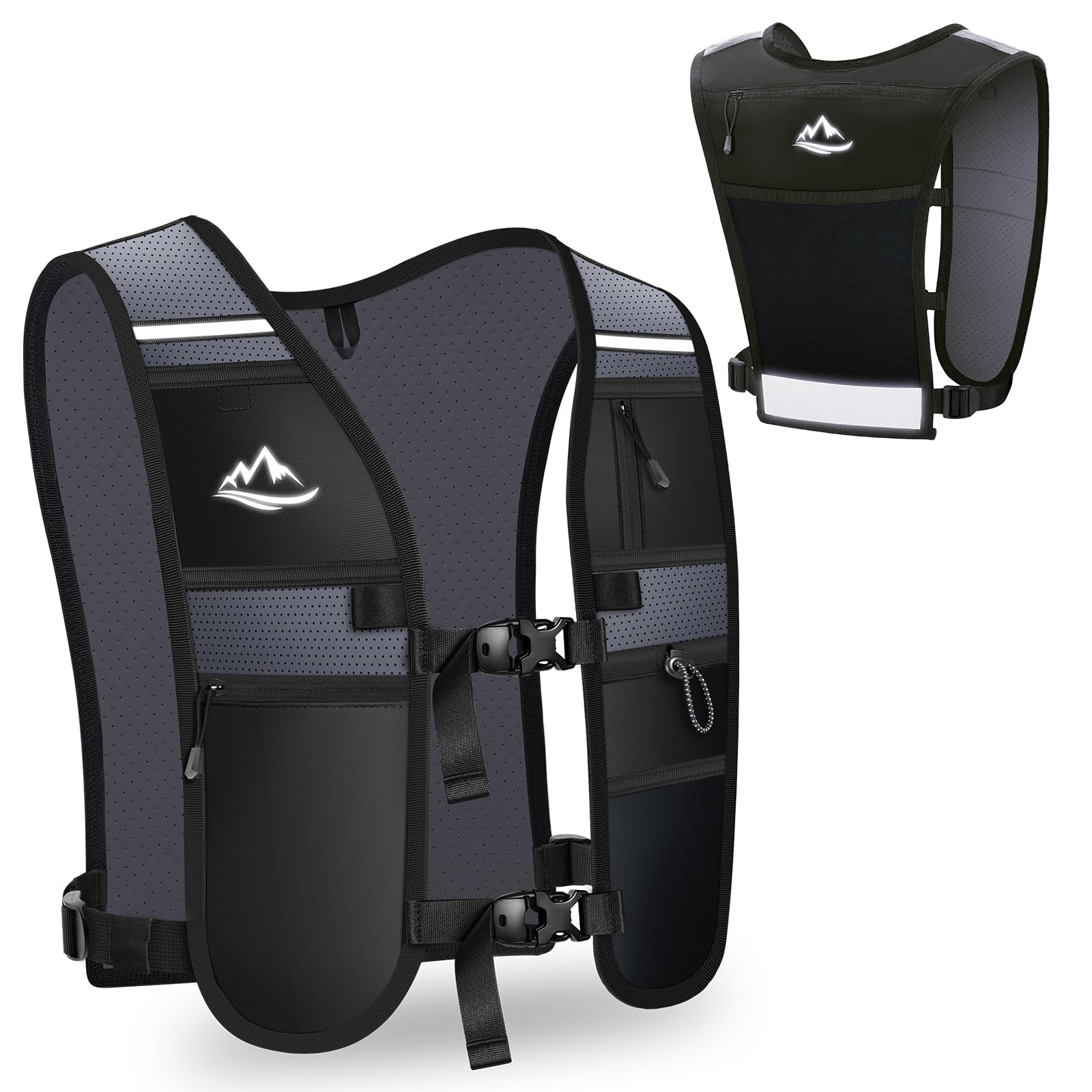 Rolgno Laufweste Damen Herren, Leichte & Verstellbare Trinkrucksack | Atmungsaktive & Dauerhafte Laufweste Trinkweste Laufen, Trinkblasenfach mit 2L Großem Fach für Radfahren, Wandern, Jogging