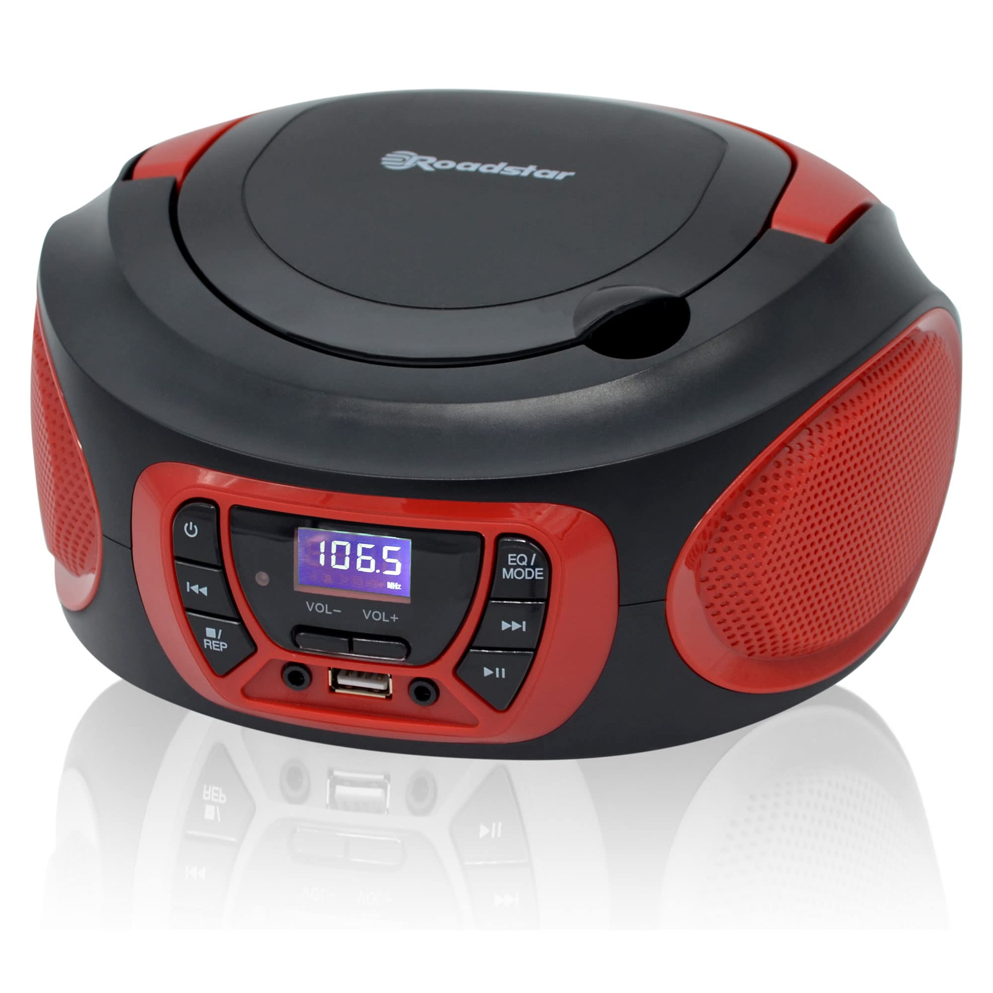Roadstar Radio portatile stereo FM + CD - MP3 player e ingresso USB rossa