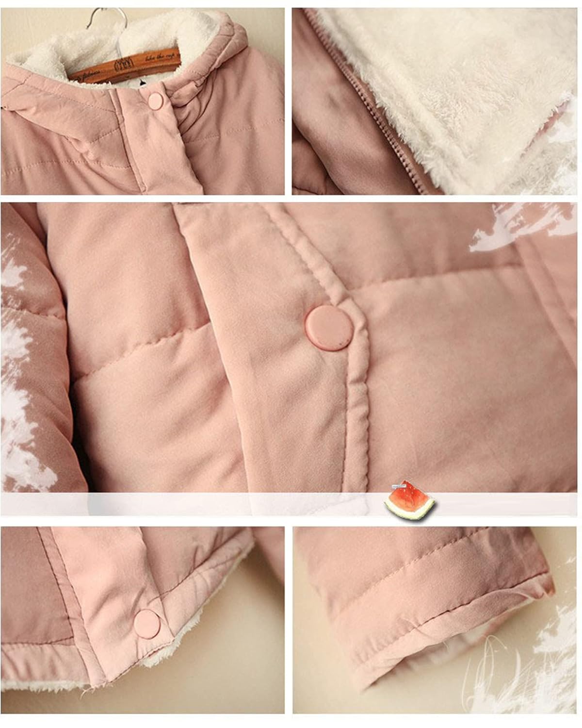 Snoly Casaco Feminino Casual de Inverno com Capuz e Zíper Forrado com Sherpa Rosa - Imagem 5