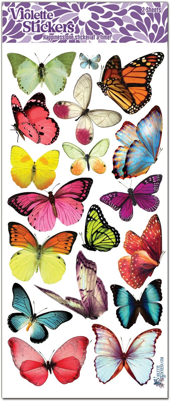 Violette Stickers 3D Ghost Butterfly Wall Decals - Colorful & Waterproof, Perfect for DIY Crafts