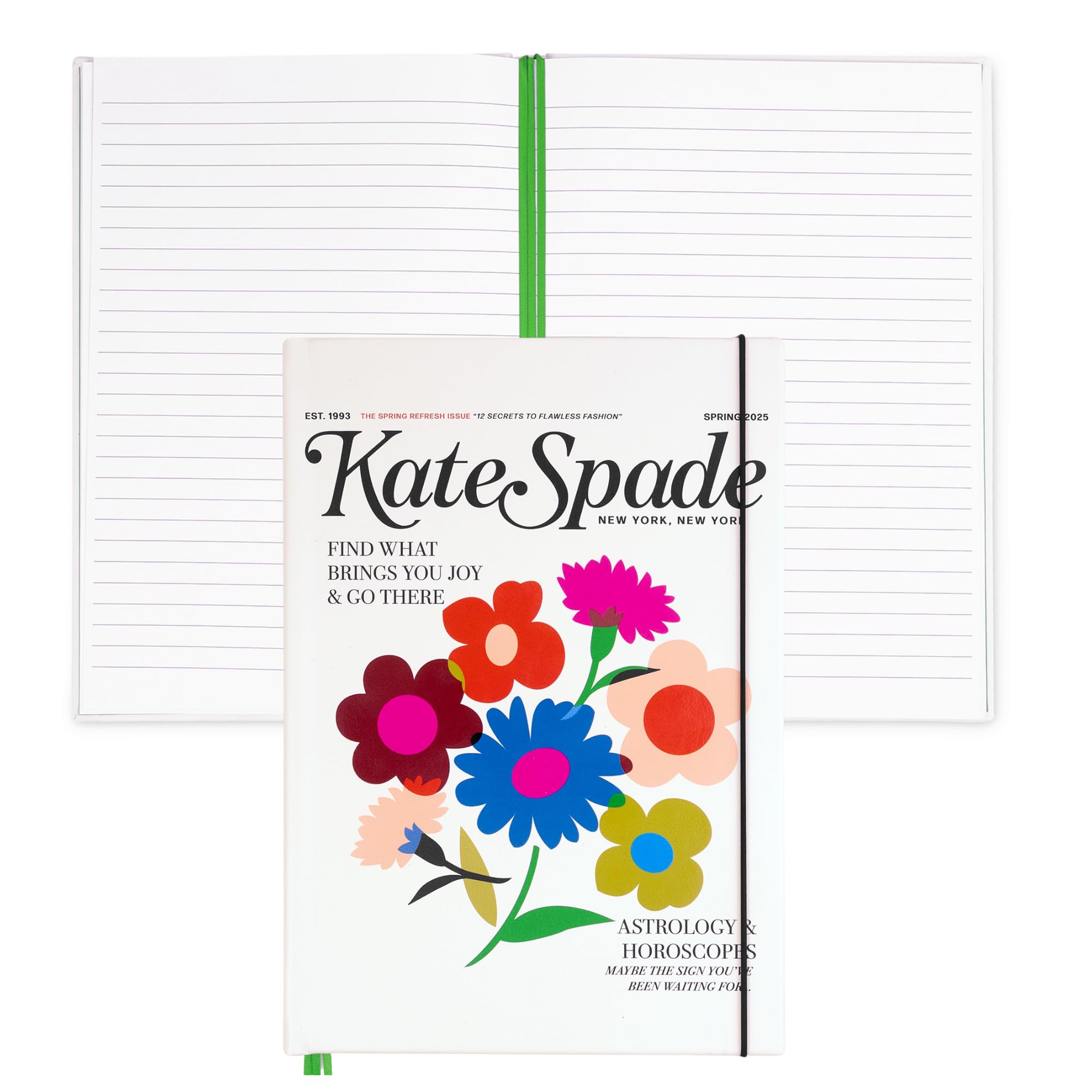 kate spade new york Take Note XL Notebook Journal, Vegan Leather Hardcover Journal, Diary Includes 168 Lined Pages, 11" x 7" Writing Pad, Magazine