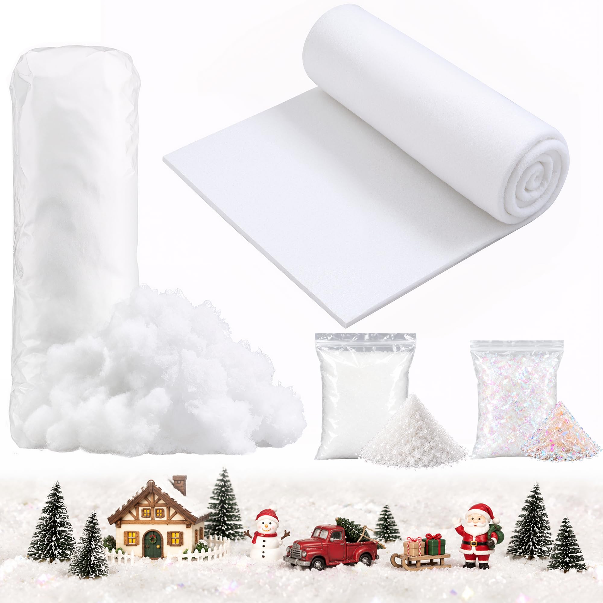 MaxEarn 4 PCS Christmas Fake Snow, Artificial Fake Snow Set for Decoration