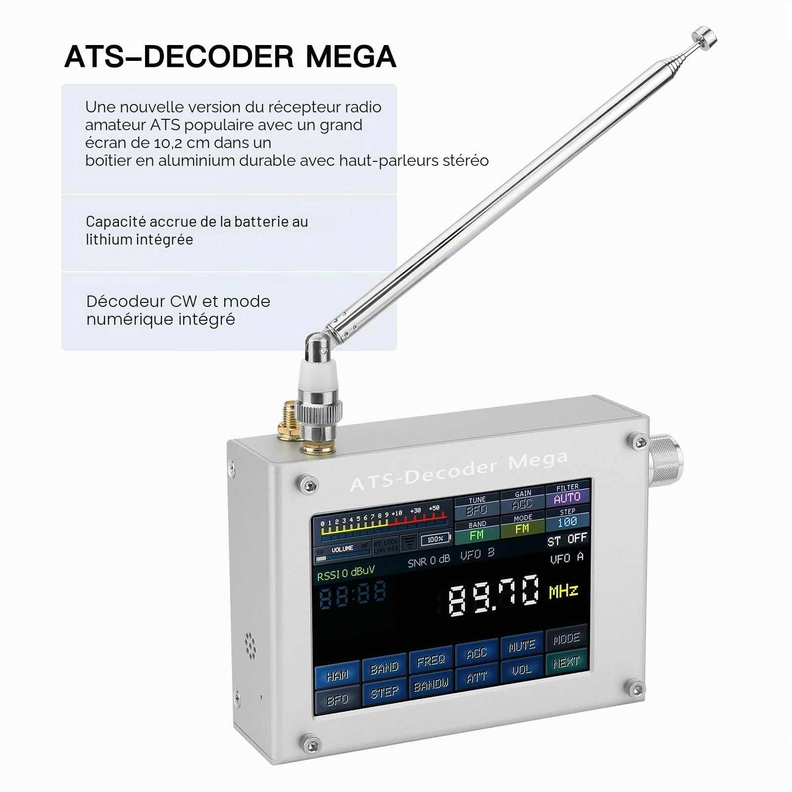 Décodeur ATS Mega SDR Radio AM FM SYNC SSB CW DIGI Récepteur amélioré version du décodeur ATS25 max