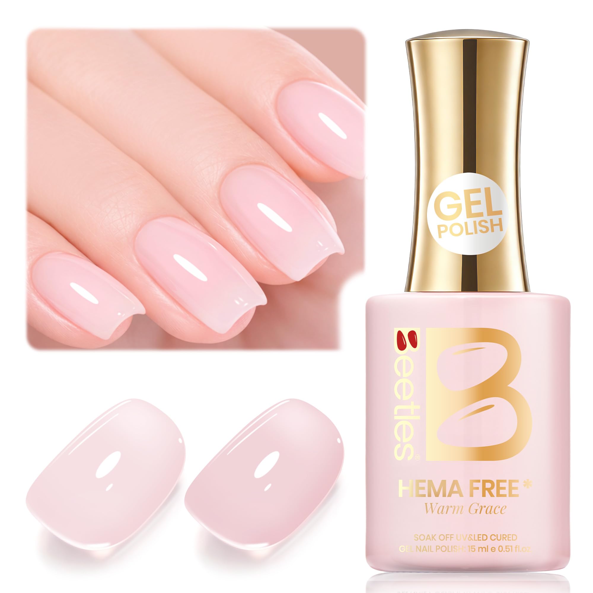 Beetles Nude Pink Gel Polish 15ML | Sheer Brown Warm Grace Jelly Effect - main product image