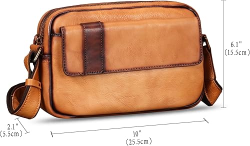 Miniatura 5 de IVTG Bolso de mensajero de cuero genuino para hombre, bolso cruzado de hombro, casual, bolsa de día para negocios, trabajo, diario, bolso