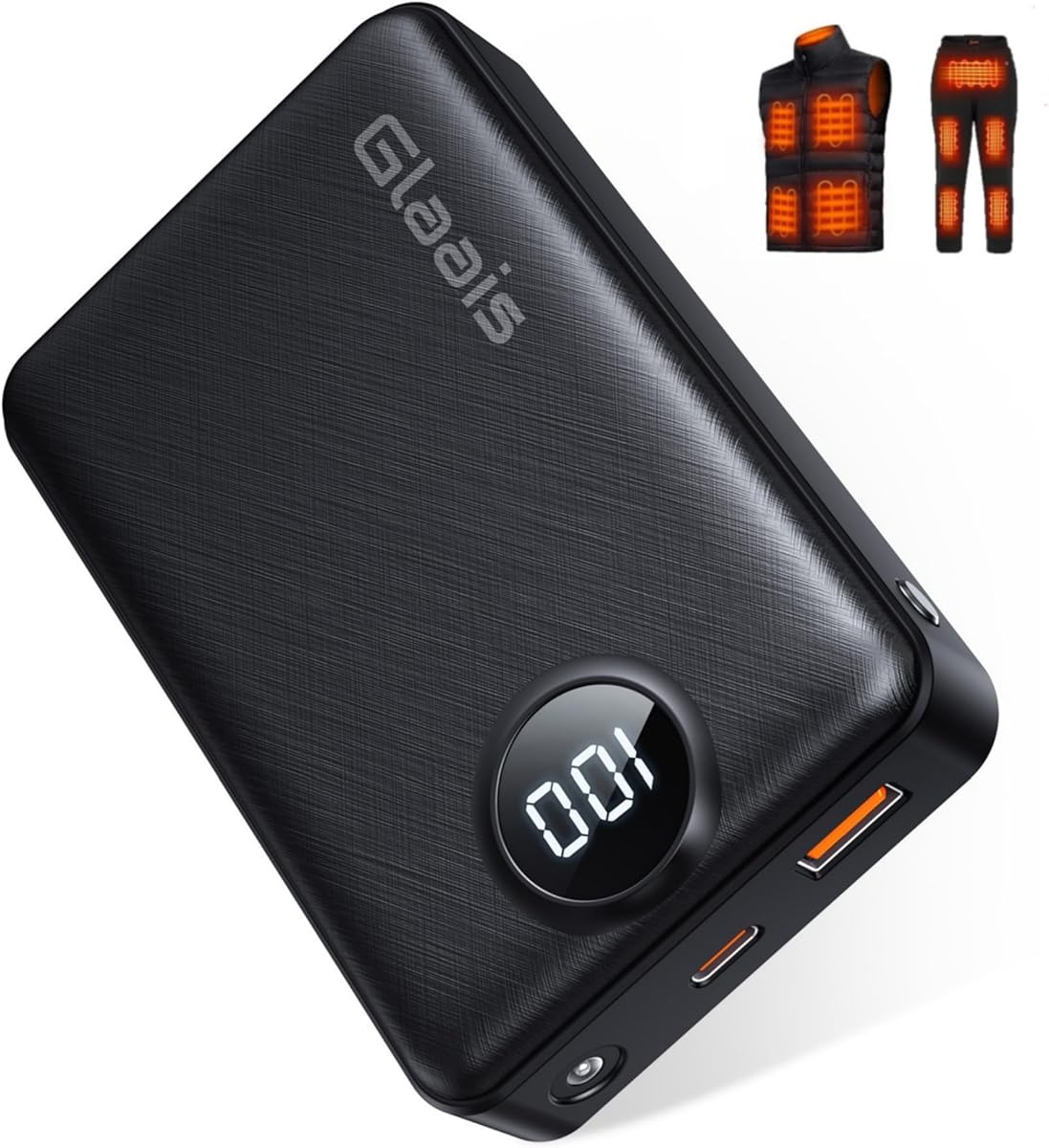 Glaais Heated Vest Battery Pack 20000mAh 7.4V/5V, Rechargeable Battery Pack for Heated Vest Compatible with ORORO and Venustas, Power Bank for Heated Vest for TODWARM, for XINSONYUELL, for Weamest