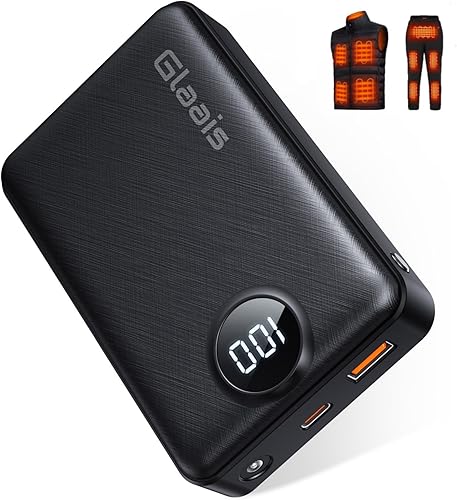 Chaleco calefactable, paquete de batería de 20000 mAh, 7.4 V5 V, batería recargable para chaleco térmico compatible con ORORO y Venustas, banco de