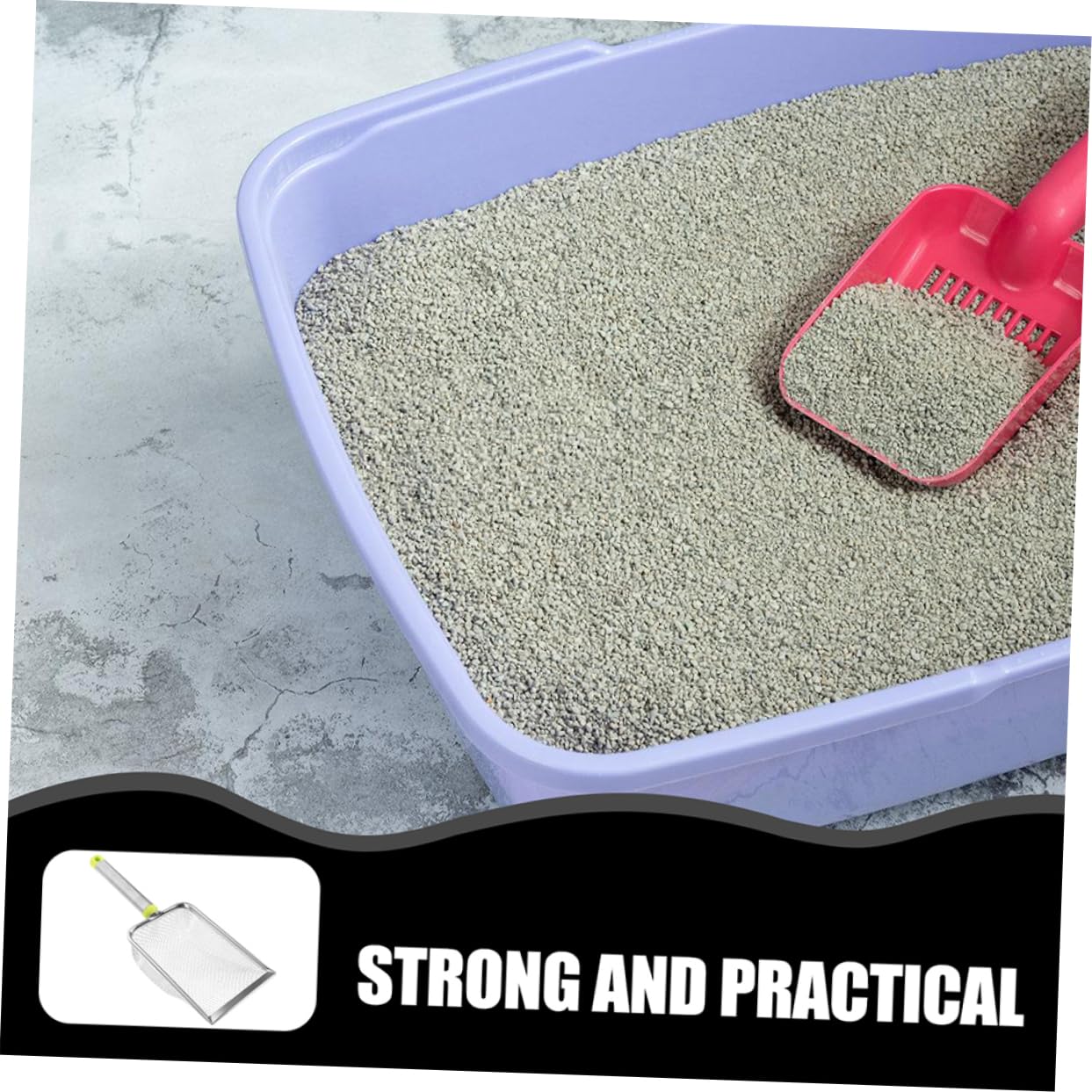 Sosoport 5pezzi Rastrello per Lettiera Acciaio Inox con Manico Ergonomico Scoop per Pulizia Lettiera Gatti con Design Ampio e Facile da Lavare Accessorio Pratico per La degli Animali