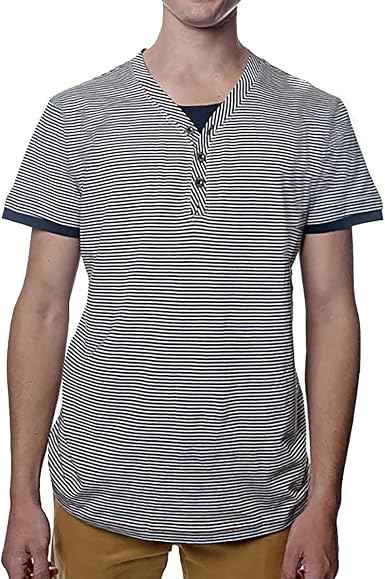 TFG Men's Striped Short Sleeve Henley 