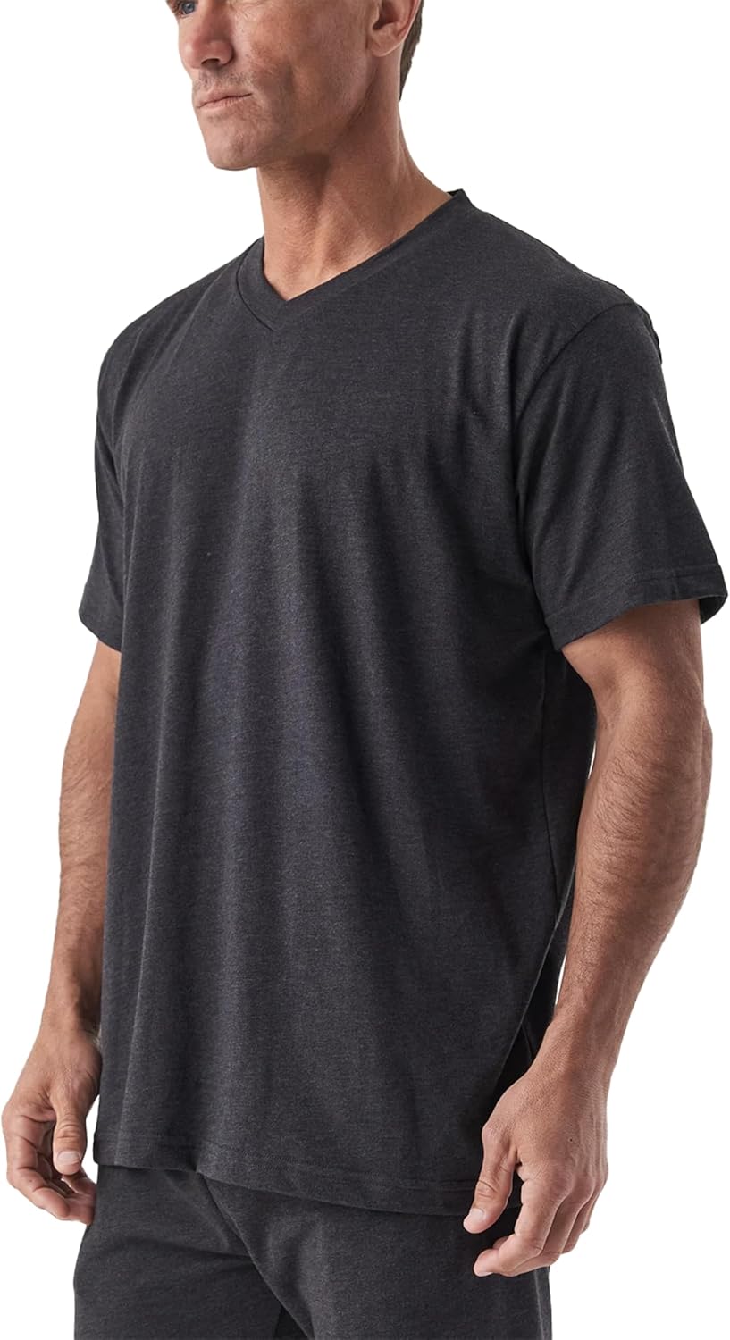 DFND Cooling Sleepwear V Neck Short Sleeve Shirt for Men – Celliant Infrared Recovery Technology Short Sleeve - Made in USA