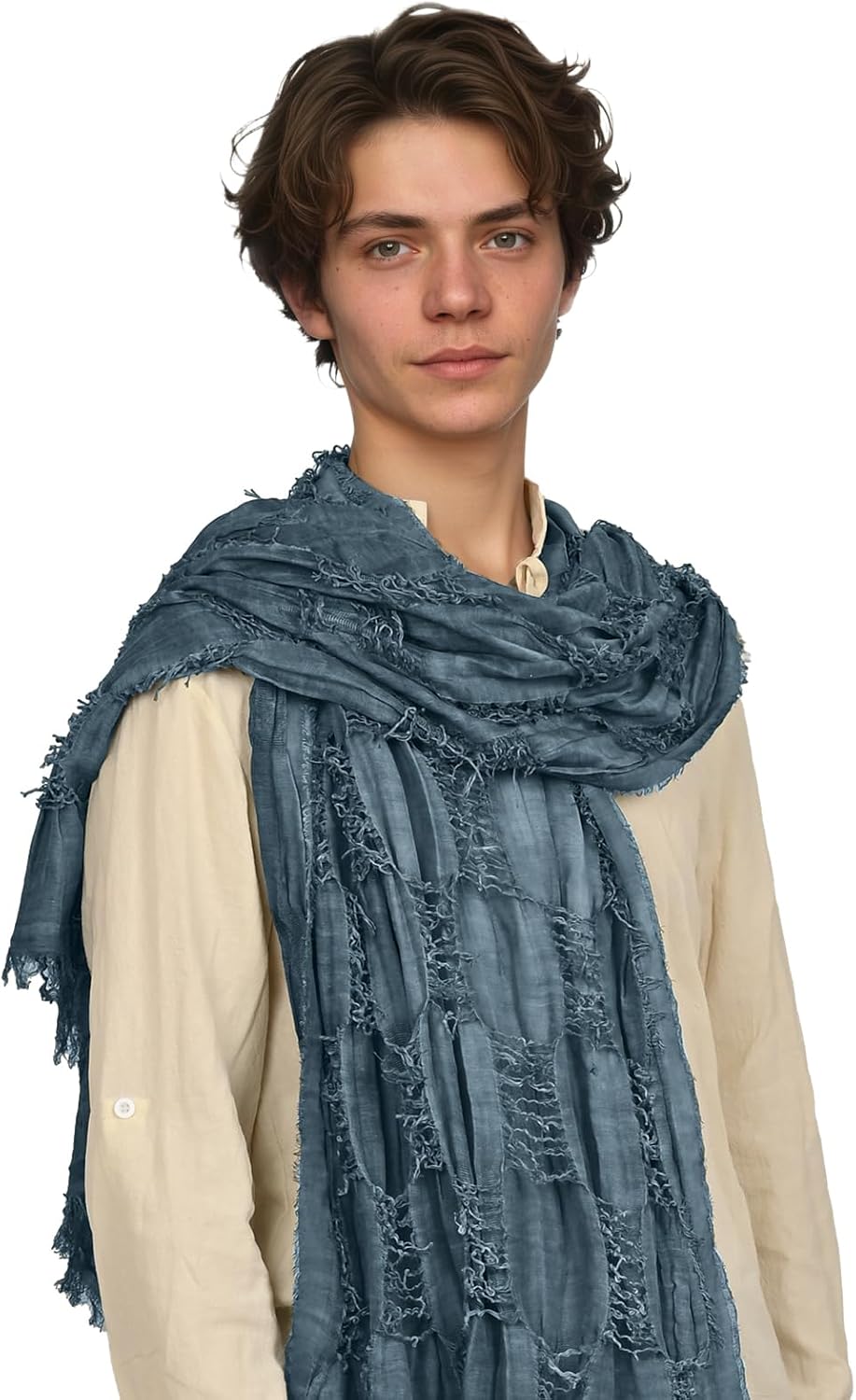 Medieval Scarf Cowl Men with Brooch, Viking Cowl Hood Cloak, Renaissance Rogue Hooded Shaw, for Halloween Cosplay - Image 6
