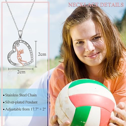 Miniatura 4 de ACOGVN Collar de voleibol para adolescentes y mujeres, regalos de noche de voleibol para jugadores de voleibol, amantes del voleibol, entrenador de