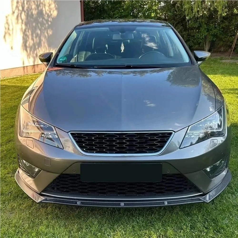 Kompatybilny z Seat Leon 5F MK3 MK3.5 2012-2019 3 sztuk Maxton Style przedni spojler zderzaka Spoiler Splitter Tuning dyfuzor akcesoria czarny błyszczący(MK3 Gloss Black)