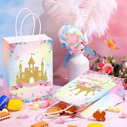 Miniatura 2 de 24 bolsas de fiesta de princesa príncipe, bolsas de fiesta de castillo de princesa con asas, bolsas de dulces para fiesta de revelación de género,