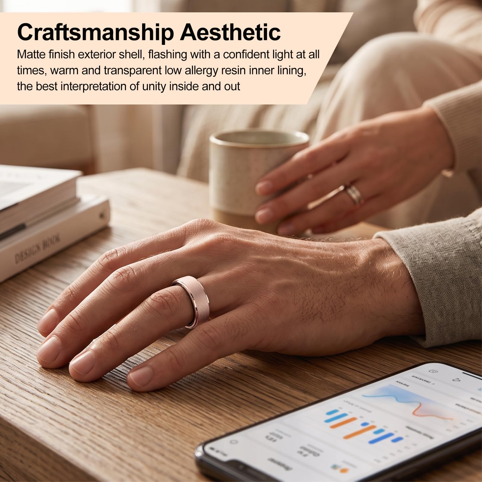 Garsent Smart Ring Fitness Tracker, Bluetooth IP68 a Prueba de Agua, Monitoreo de Sueño, Pasos y Salud, Elegantes Anillos Deportivos Inteligentes para Hombres y Mujeres iOS y Android,