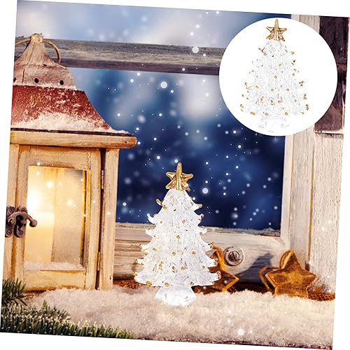 Miniatura 4 de Árbol de Navidad de cristal, chimenea, decoración de escritorio, mini plantas artificiales, árbol de cristal pequeño, árbol de Navidad falso, mini