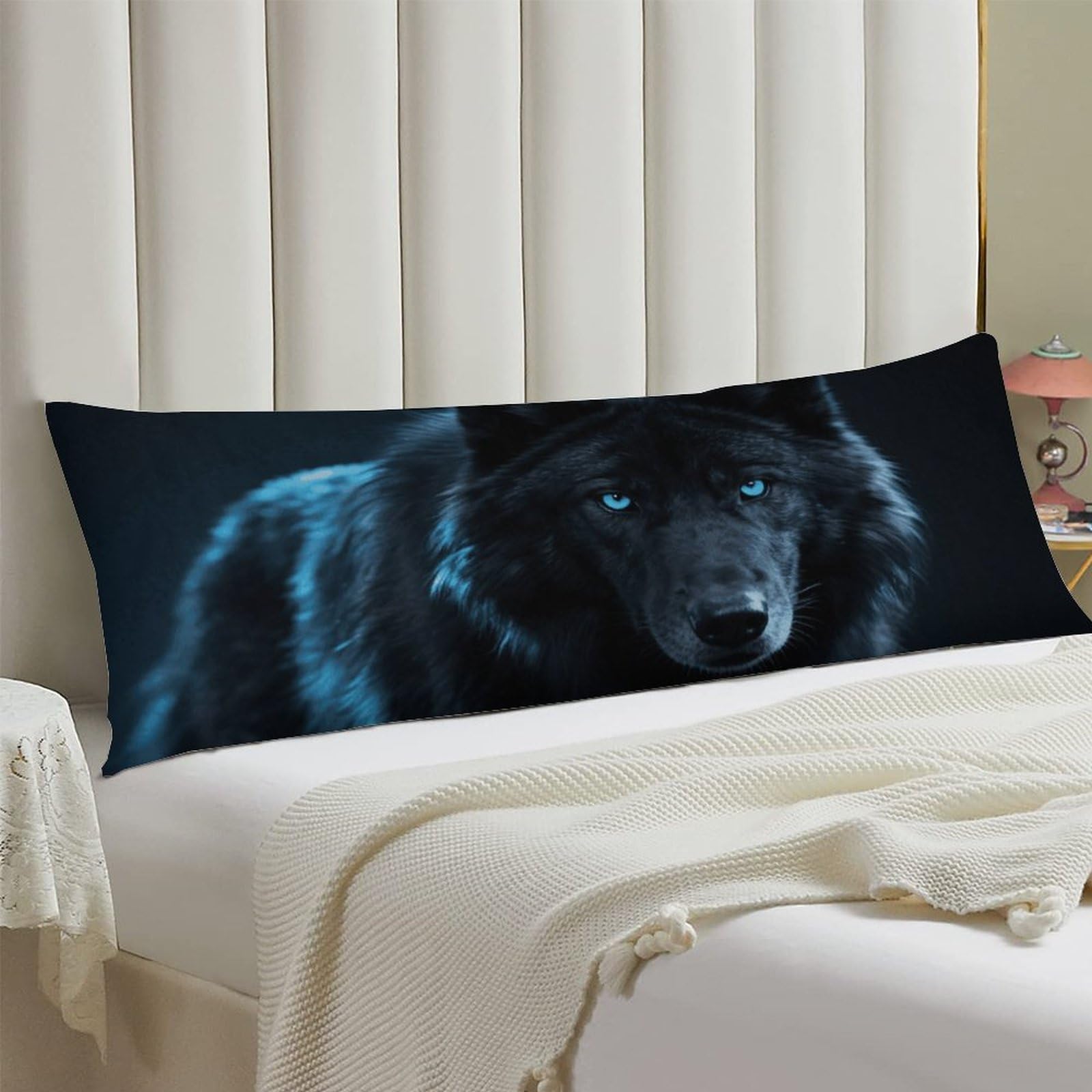 Body Pillow Cover 20x54 Long Pillow Case with Invisible Zipper Breathable Microfiber Cool Cyan Black Wolf Pillowcase Soft Cozy Protector for Bedroom Couch Sofa Bed Home Decor All Seasons