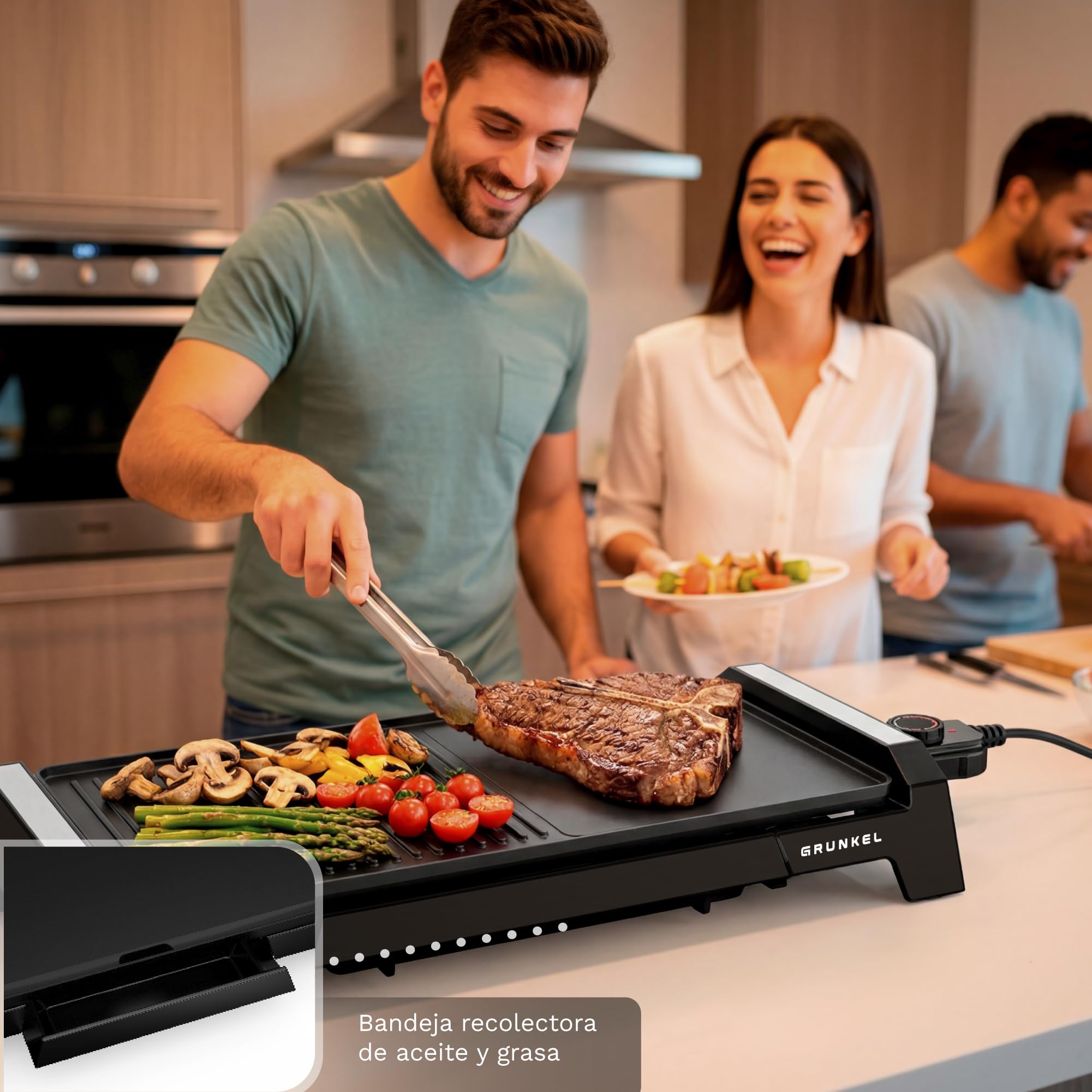 GRUNKEL bk-dh51 Contact Grill de table électrique 2200 W Noir – Barbecue (2200 W, contact Grill, électrique, table, noir, rectangulaire)