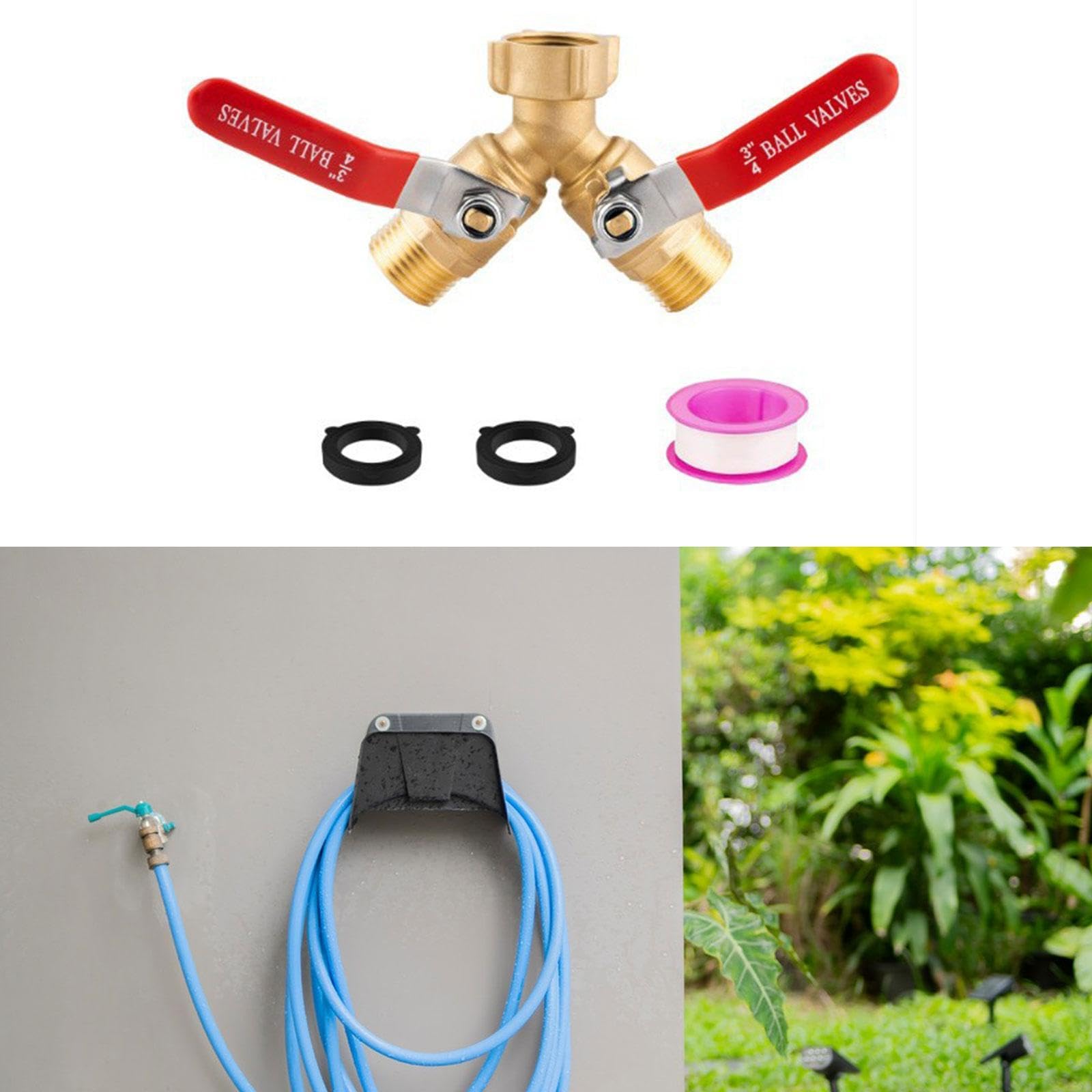 4 Pezzi Sdoppiatore per Tubo Separatore da Giardino Adattatore a Y Connettore a 2 Vie in Ottone con Manopole Facili da Girare Adatto per Collegare Ir, Noi