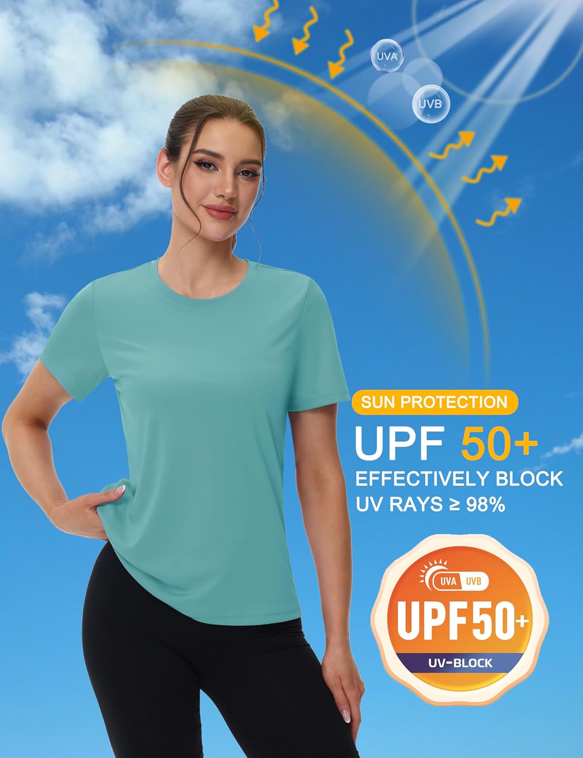 MAGCOMSEN Women's Short Sleeve T-Shirts UPF 50+ Sun Protection Quick Dry Athletic Running Workout Rash Guard Tops - Image 4