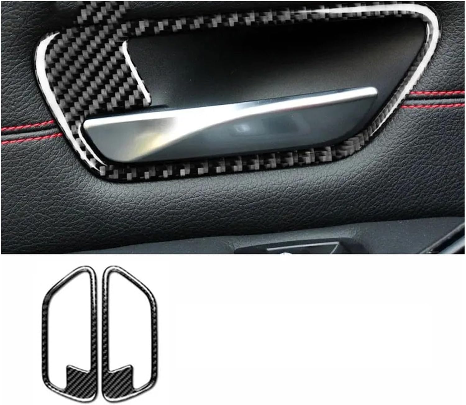 2PCS Carbon Fiber Car Interior Door Handle Cover Trim Bowl Stickers Compatible M4 F82 Accessories Car-Styling