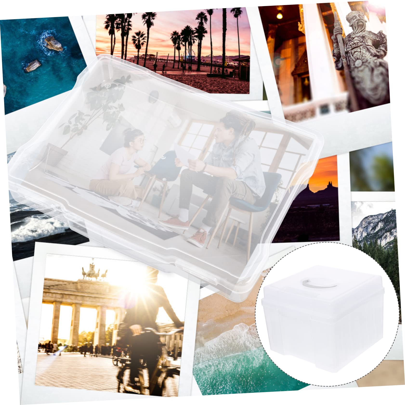 Fotobox Fotoaufbewahrungsbox Fotoorganizer mit Grußkartenorganizer Aufbewahrungsbox für Fotos Karten und Kleine Gegenstände