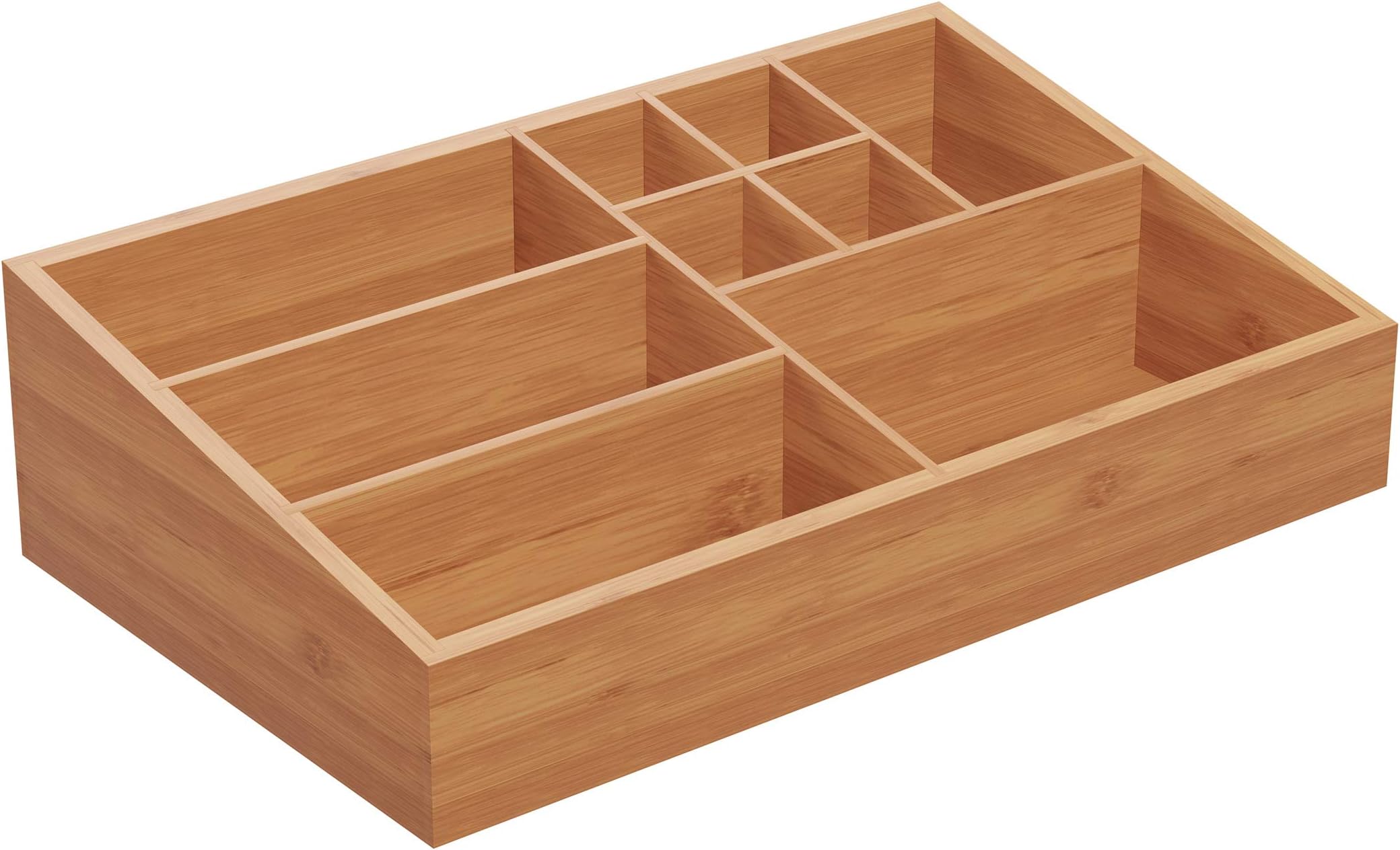 Lavish Home 10 Compartment Bamboo Organizer- Desk Caddy-Bathroom Countertop Storage-Office Accessory Tray-Natural Wood Portable Home Accessories