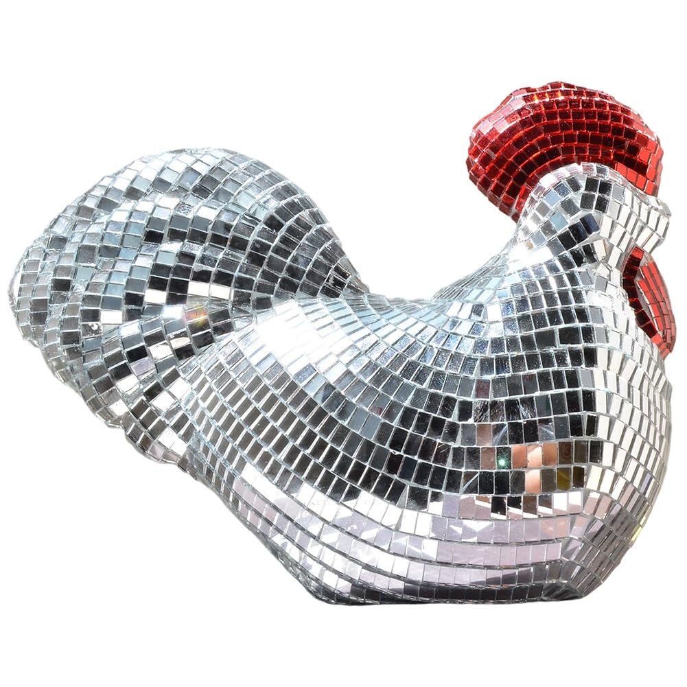 Figurine en verre de poulet réfléchissant pour décoration de table de fête