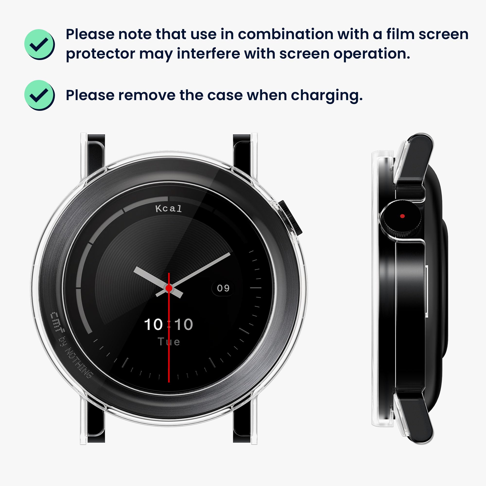 kwmobile Etui kompatybilne z CMF Watch 3 Pro Case - 2X Osłona ekranu ze szkła hartowanego do trackera fitness - przezroczysta-czarna