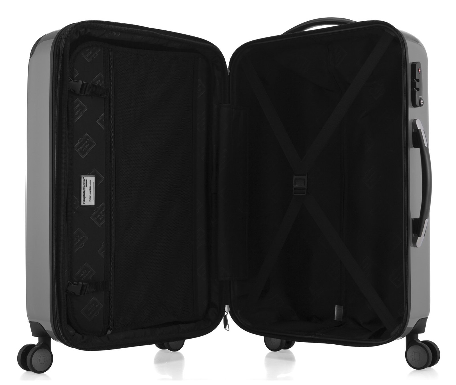 Hauptstadtkoffer ALEX - Zestaw 3 walizek, kabinowa 55 cm, średnia 65 cm i duża 75 cm, twarda skorupa ABS/PC, TSA, srebrny