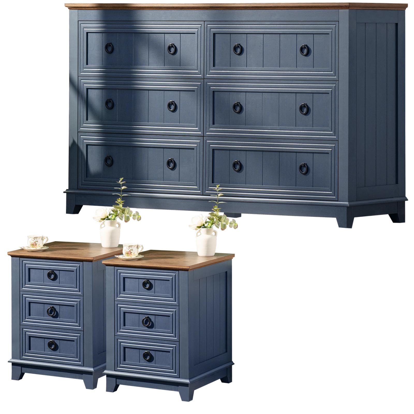 Amazon.com: Joaxswe Farmhouse Dresser and Nightstand Sets 3 Piece