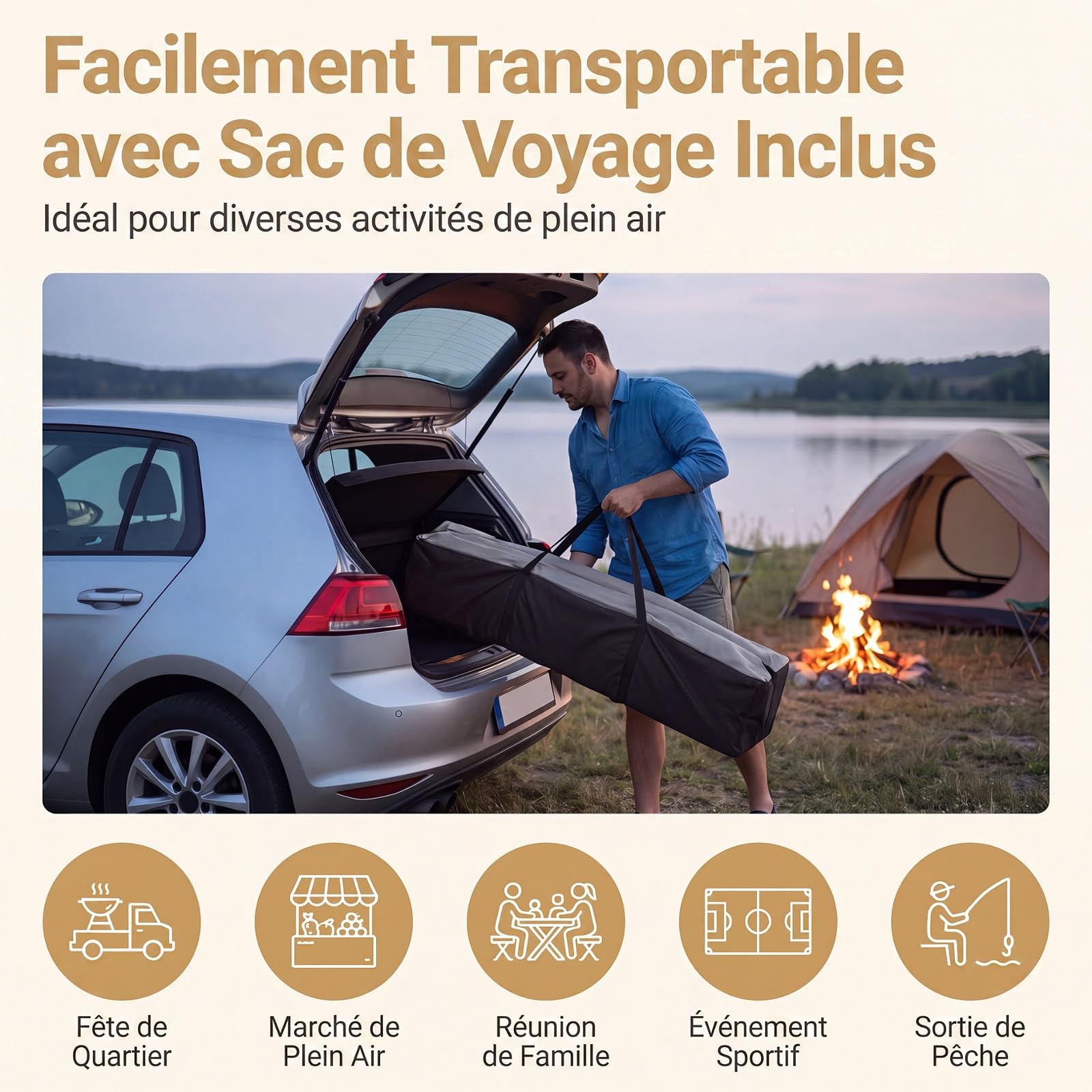 RELAX4LIFE Tonnelle Pliante 3x3 Imperméable, Barnum Pliant Facile à Monter, Protection Solaire UPF50+, Tissu Oxford Argenté, Cadre Métallque, Sac Inclus, Gazebo 3x3 pour Terrasse Marché Camping(Blanc)