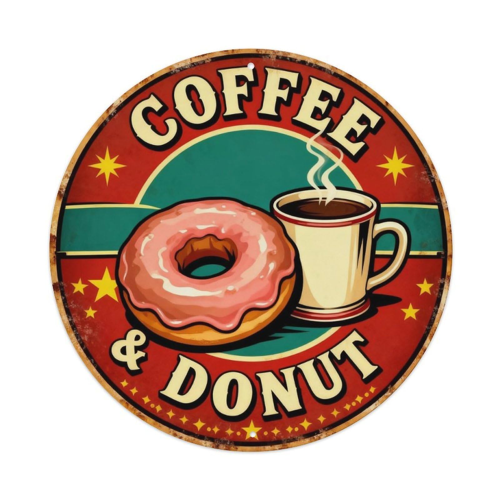 Coffee & Donut Diner Sign Metal Tin Sign Plaque