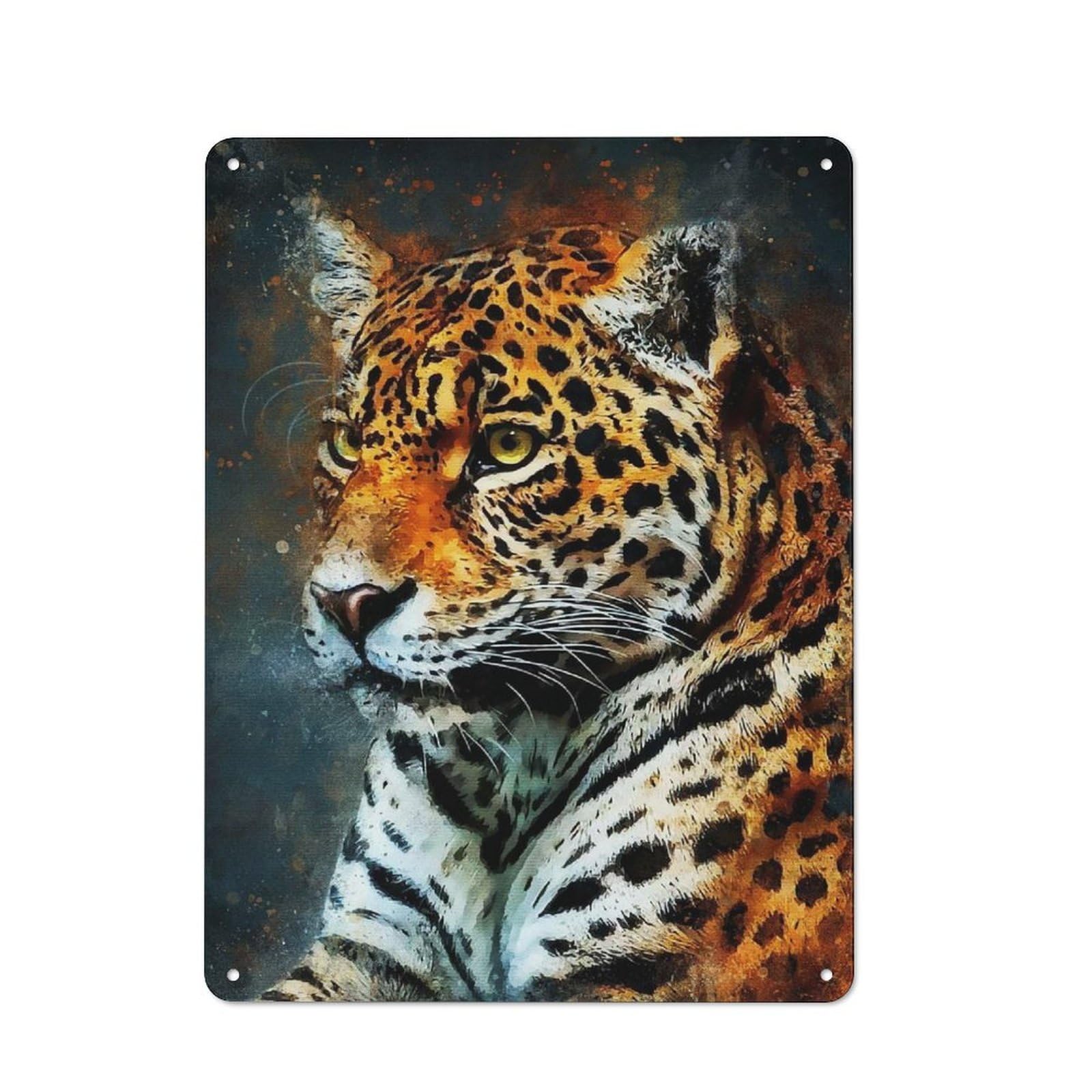 Junmoney Style-11 40X30cm Retro Tin Sign With Splatter Tiger For Lounge Or Reading Corner, A Decorative Metal Sign For Lounges And Reading Corners