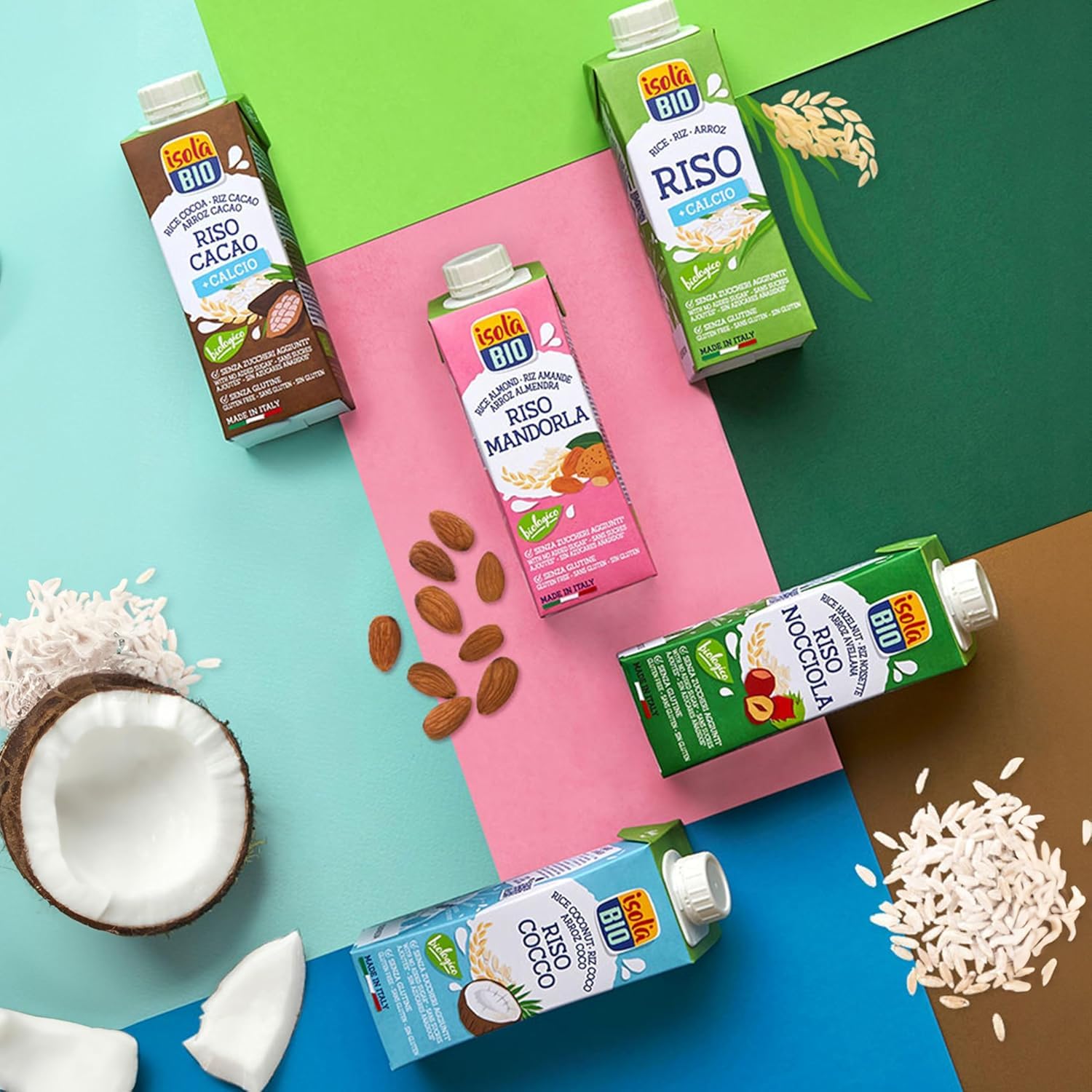 ISOLA BIO Riso Nocciola Mini, Bevanda Biologica a Base di Riso e Nocciole, 100% Ingredienti Naturali, Senza Glutine, a Basso Contenuto di Grassi, per Vegetariani e Vegani, 24 Confezioni da 250 ml