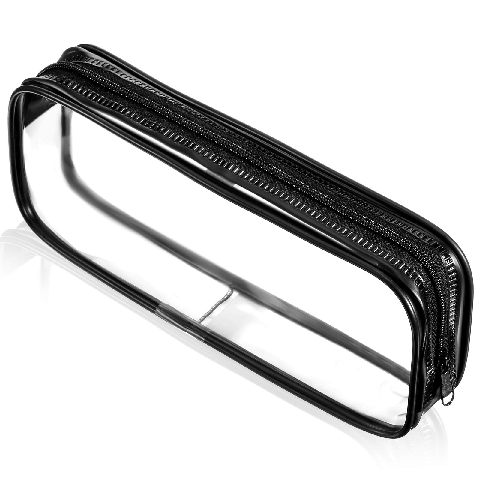 Zonon Clear Pencil Bag Clear Exam Pencil Case Clear Waterproof PVC Zippered Pencil Case Pouch for Stationery Cosmetics Storage (Black)