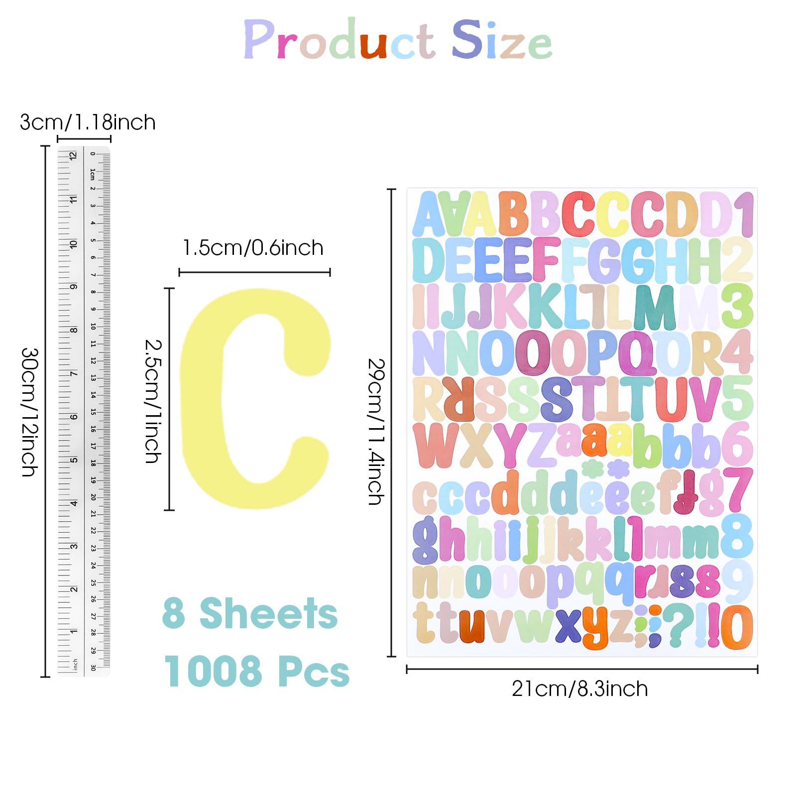 Zayookey 10 Fogli Adesivi Lettera Alfabeto Autoadesivi Impermeabile Vinile Numeri Lettere Segni Adesivi Letter Number Sticker per Cassetta Postale, Porta, Scrapbooking (Bianco