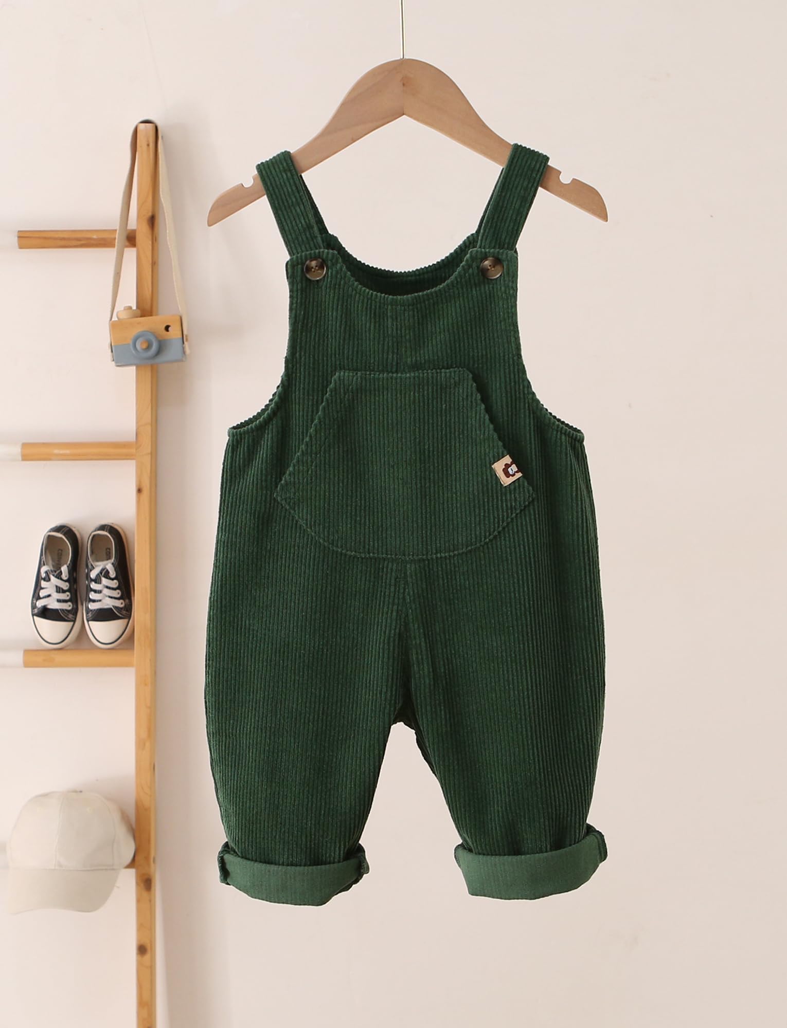 Happy Cherry - Salopette en Velours Côtelé pour Bébé Garçon Fille Combinaison Pantalon avec Bretelles Tout-petits Enfants Barboteuse Body pour Printemps Automne Hiver - 1-5 ans
