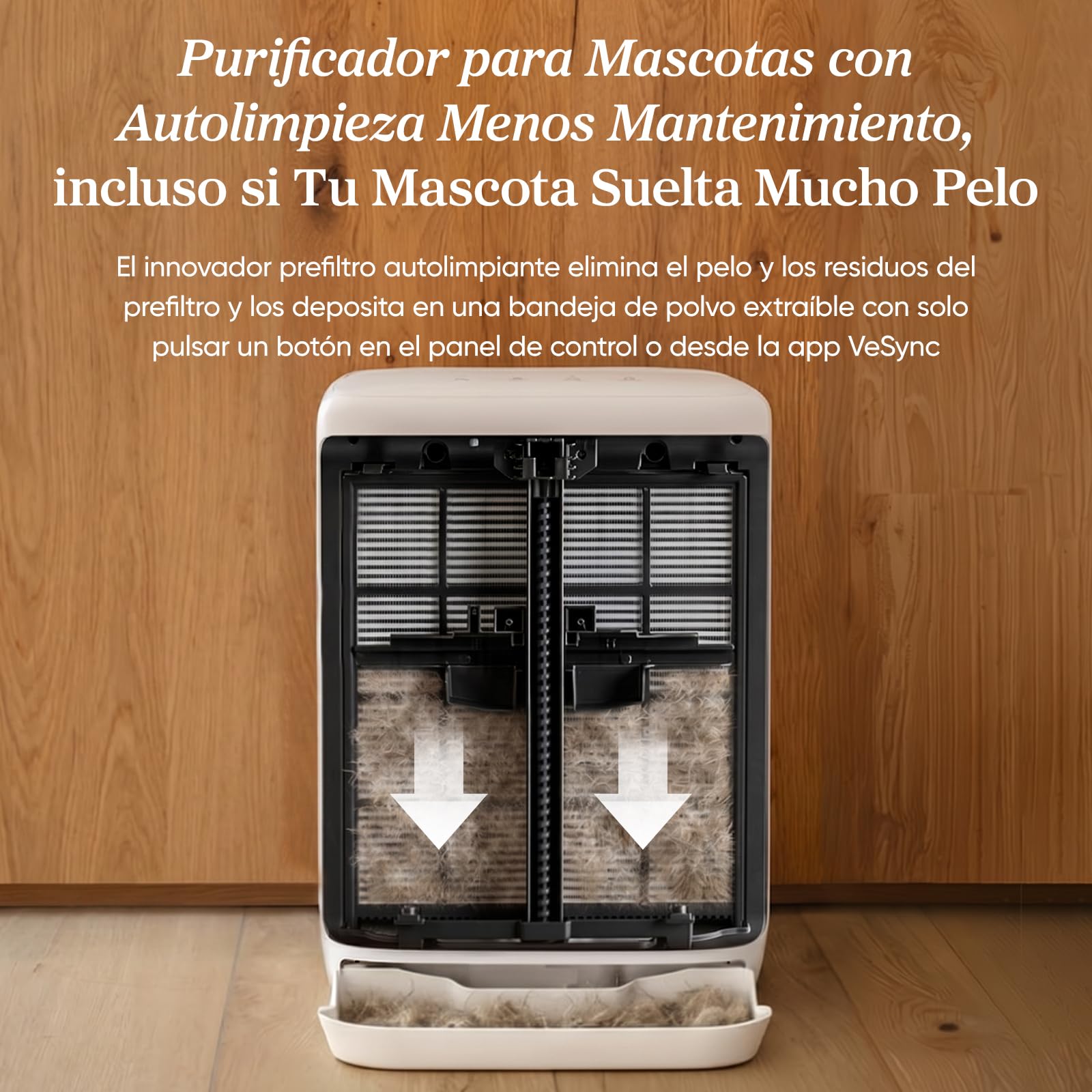 Levoit Vital Pet Pro Purificador de Aire para Mascotas, Sensor PM2.5 y TVOC | Prefiltro con Autolimpieza, Inteligente, ALEXA, Carbón Activo de Alta Capacidad, contra Pelo, Alérgenos, Olores, Caspa