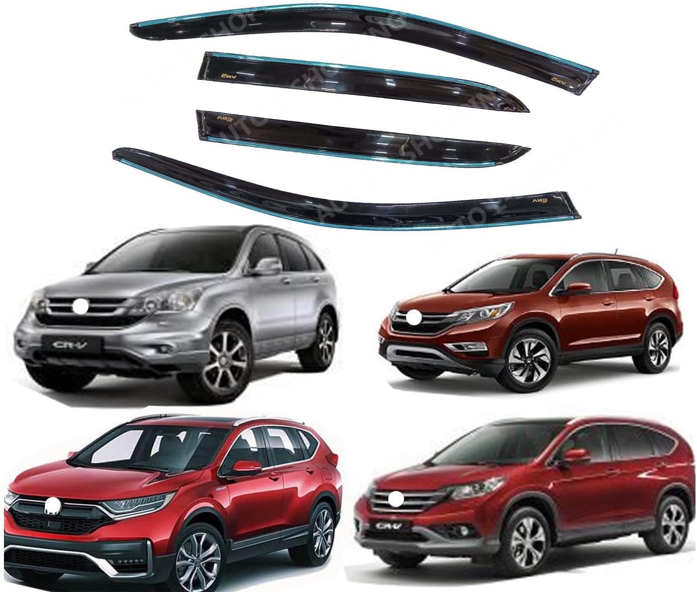 Chromeline Silverline Door Rain Visor Wind Deflector Compatible for Honda CRV Old 2013-2018 Models Set of 4 Pieces