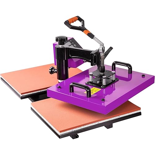 Heat Press Machine 12"x 15" for T-Shirt with Dual Heat Plate with Digital Controllor, Digital Sublimation Heat Transfer Machine 360 Degree Swing-Away for T-Shirt/Mouse Pad/Pillow/Canvas Bags(Purple)