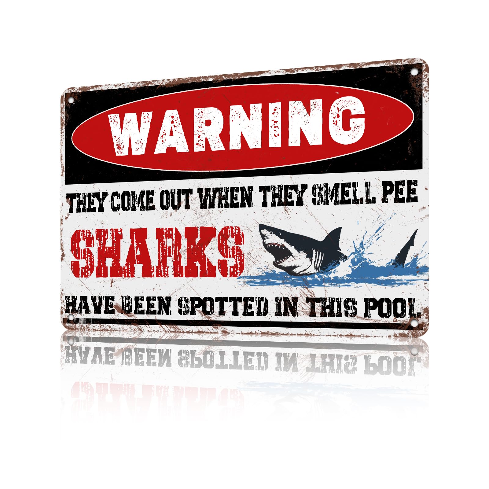 Anceky Tin Sign Warning They ComeWhen They Smell Pee Shark Metal Signs Funny Wall Decor for Office Yard Fence Home Cafe 12×8 Inch