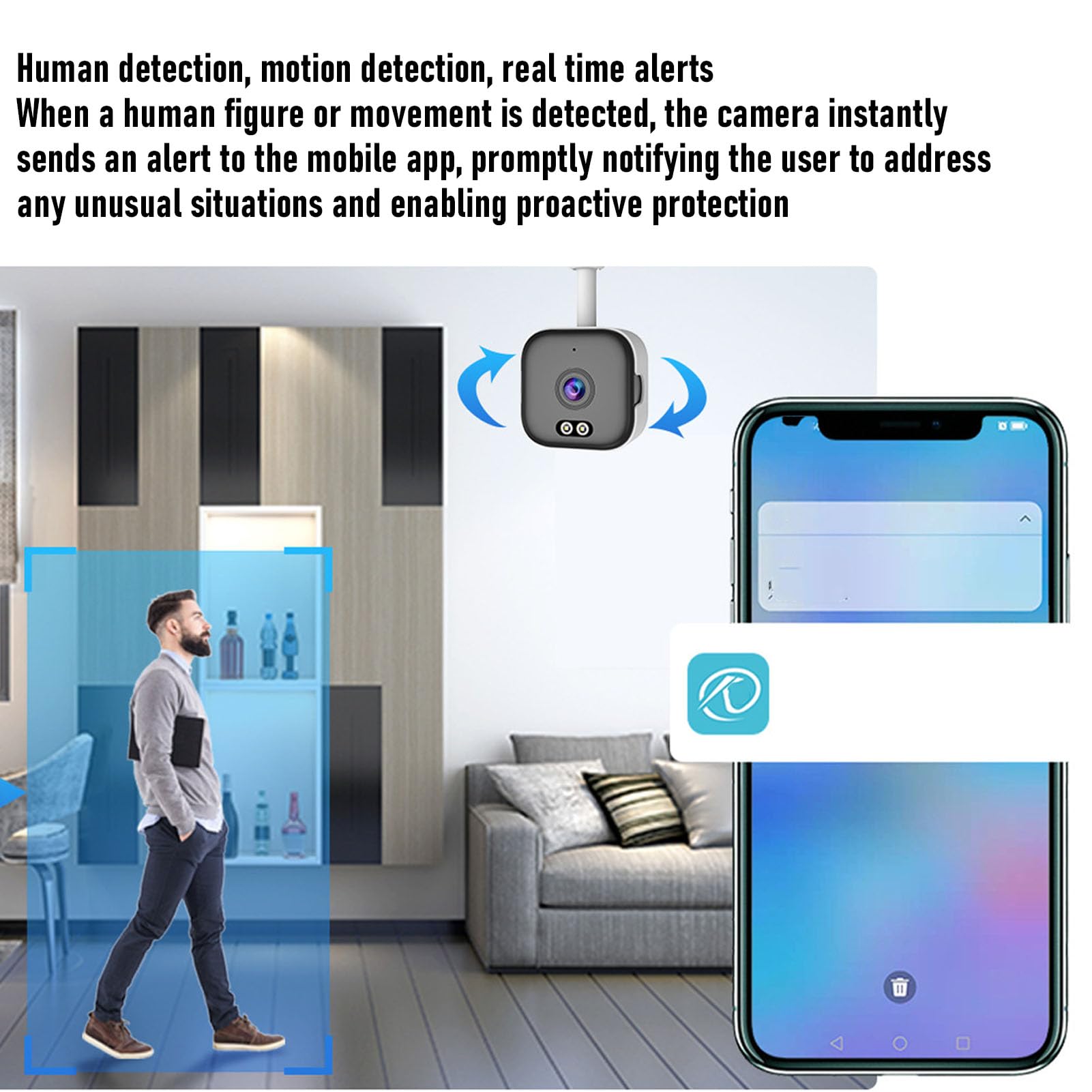 Tangxi Telecamere 2K per Sicurezza Domestica, Telecamera Interna per Cani, Gatti, Animali Domestici, Tata, Neonati, Anziani, App per Telefono, Videocamera HD da 3 MP con WiFi Dual Band