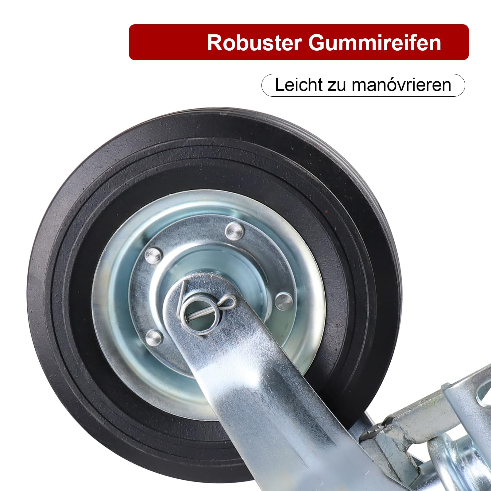 400kg 60mm Anhänger Automatisch faltbares Stützrad Stabilisierendes Bugrad Geeignet für Anhänger, Wohnwagen, Zugfahrzeug