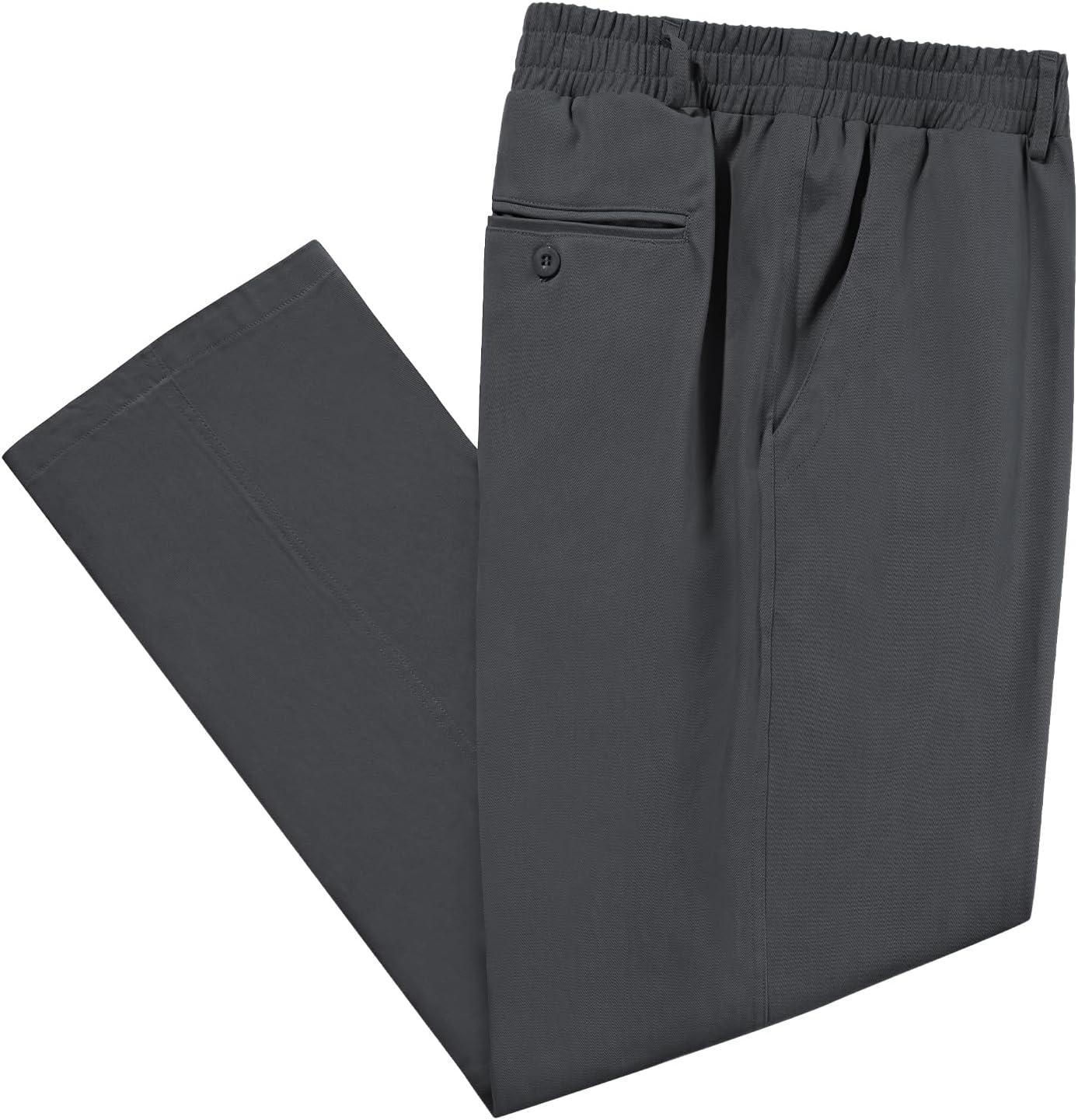 LETAOTAO Men's Big and Tall Cotton Relaxed Soft Fit Twill Pants Elasticized Comfort Waistband with Zipper Fly and Pockets