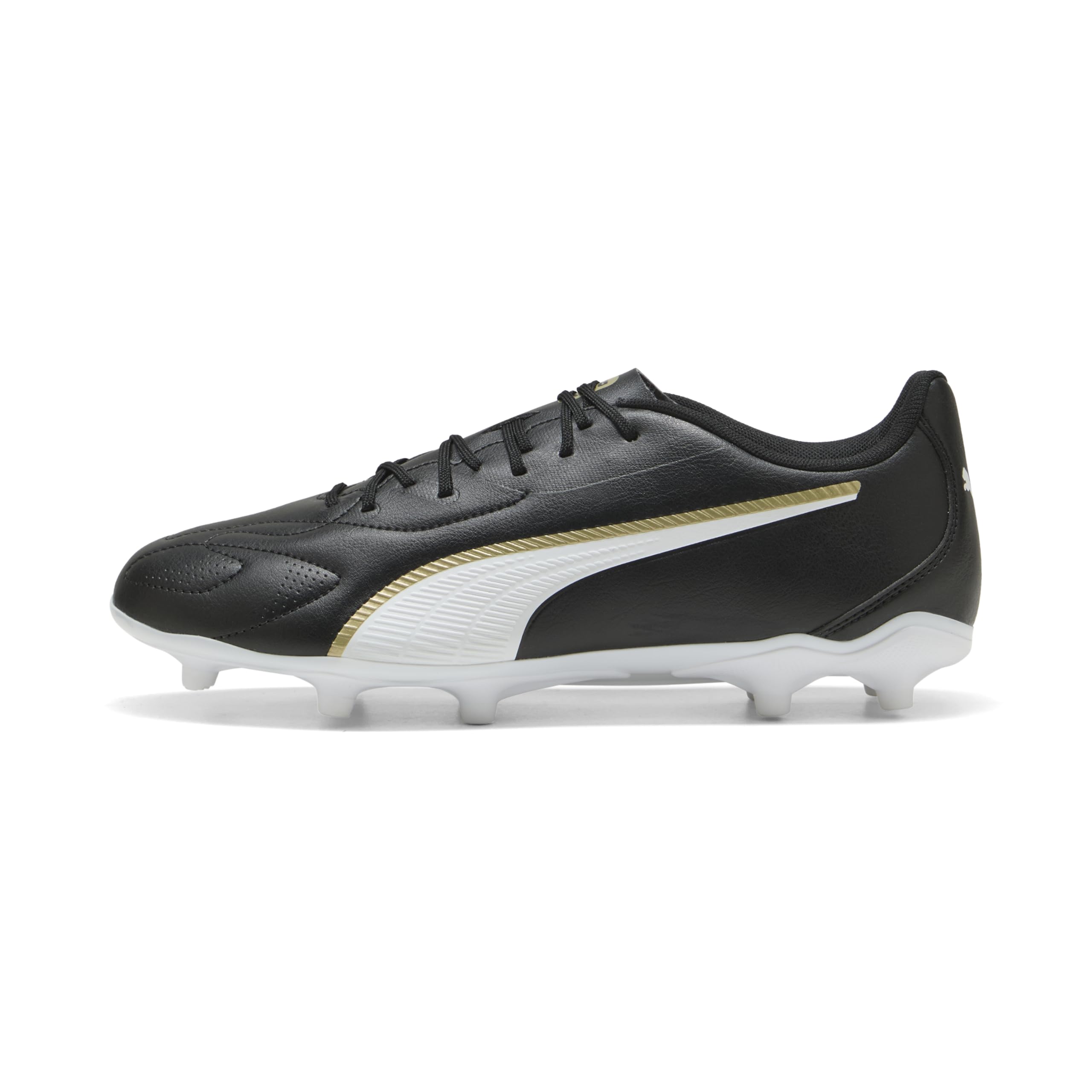 PUMA Unisex King 20 Play Firm Ground/Artifical Ground Football Boots, PUMA Black-PUMA White-PUMA Gold, 9.5 UK
