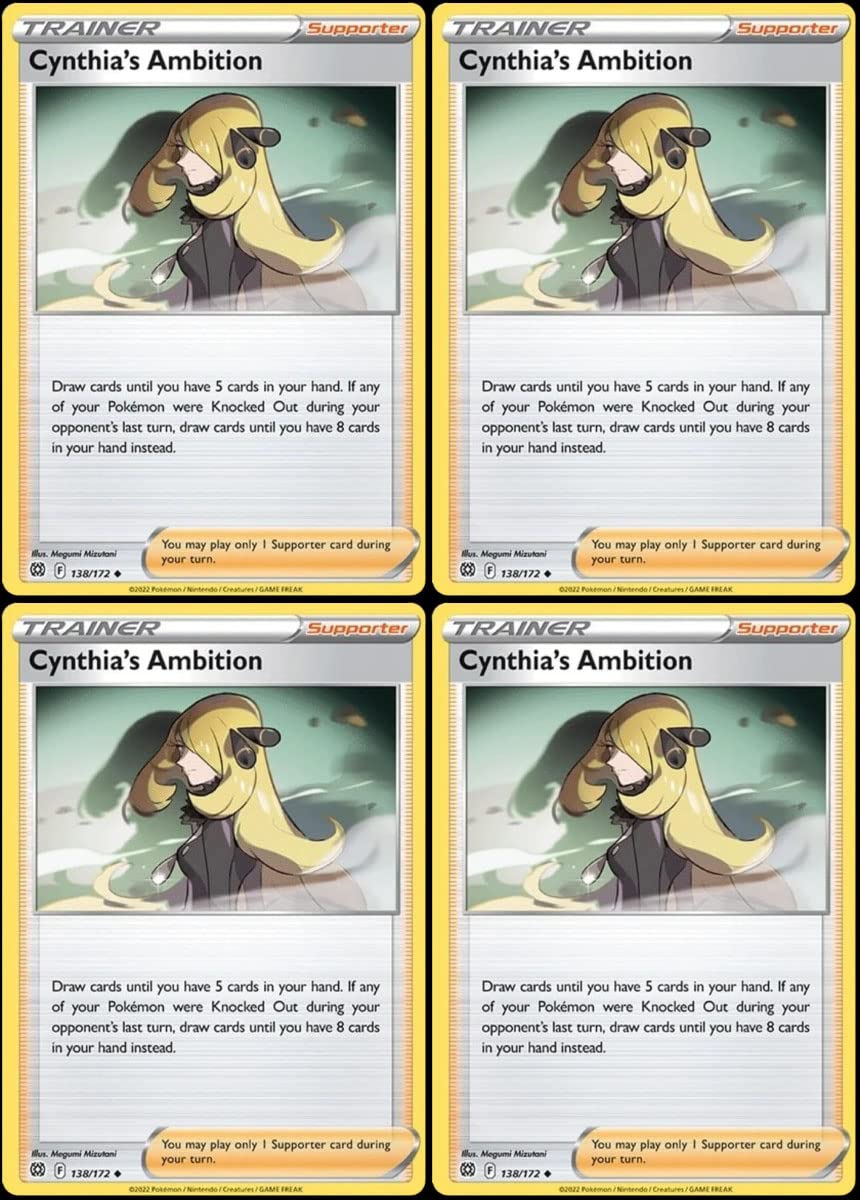 Cynthias Ambitions 138 172 - Brilliant Stars - Pokemon Trainer Card Lot - Playset x4
