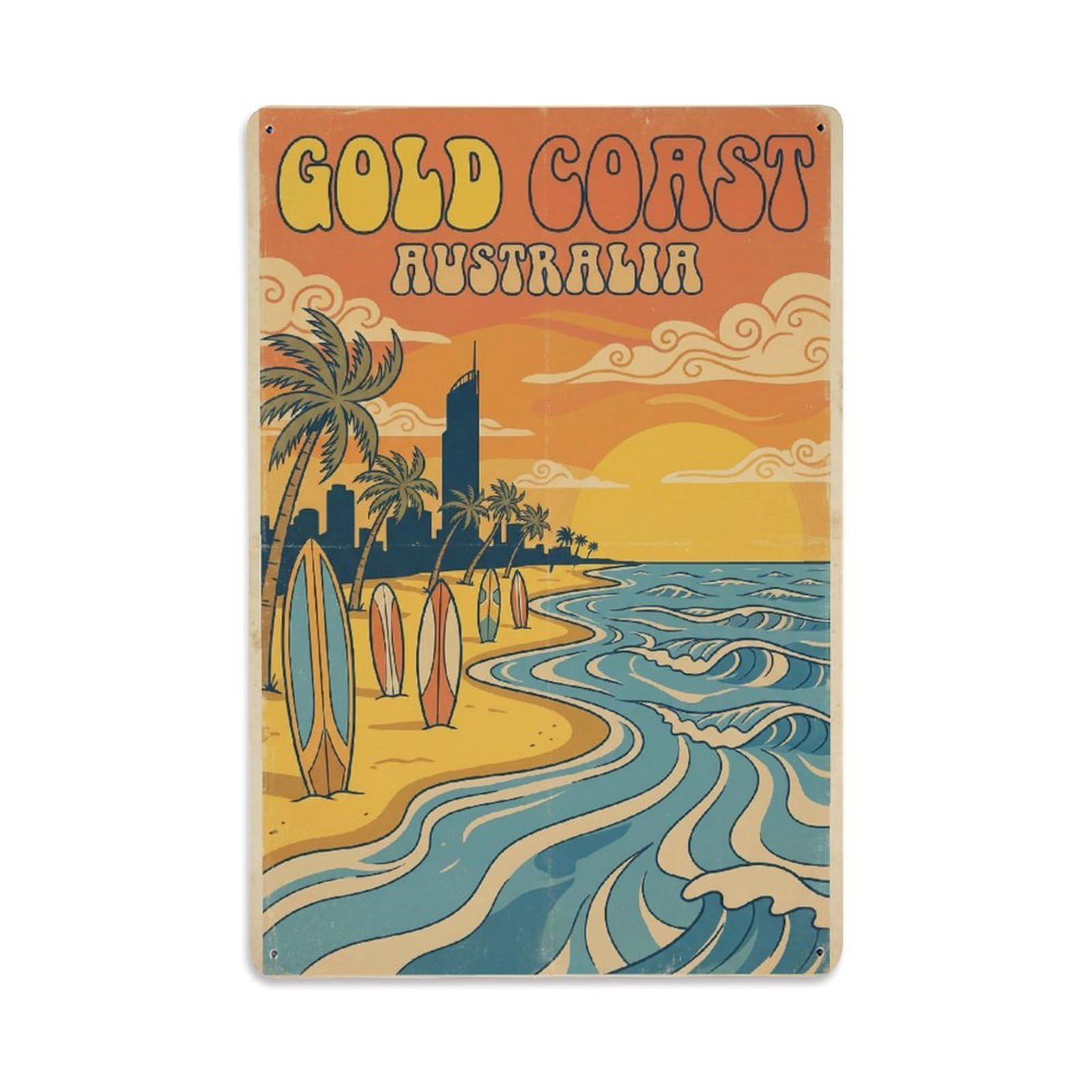Retro Travel Australia Gold Coast Metal Tin Sign